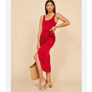REFORMATION Kaila Knit Wrap Dress Red Size XS